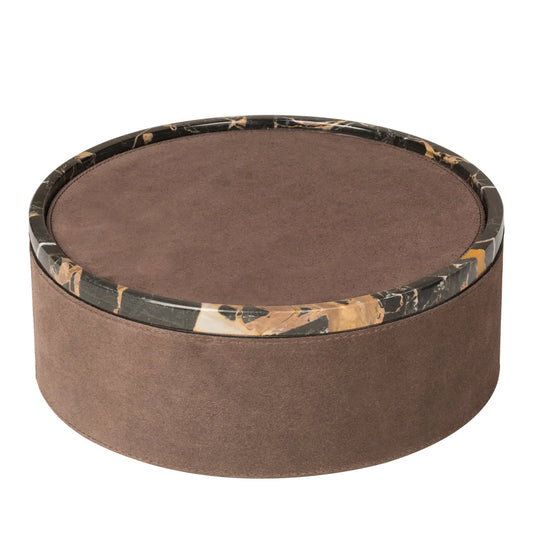 GIOBAGNARA | POLO MARMO BROWN LARGE ROUND STACKABLE BOX | $1,050.00