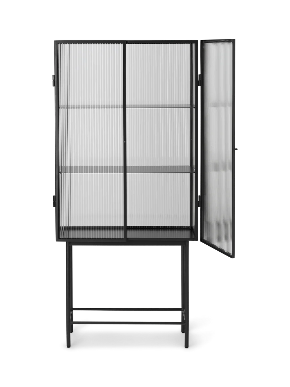 FERM LIVING | HAZE VITRINE - REEDED GLASS CABINET - BLACK | $2,539.00