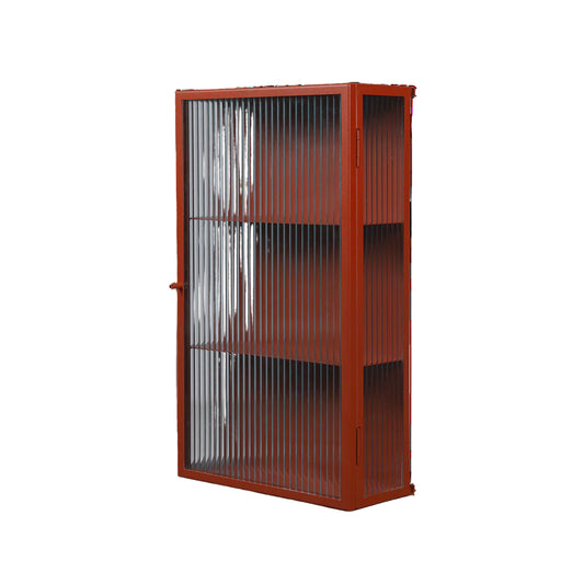 FERM LIVING | HAZE WALL CABINET - REEDED GLASS - OXIDE RED | $489.00