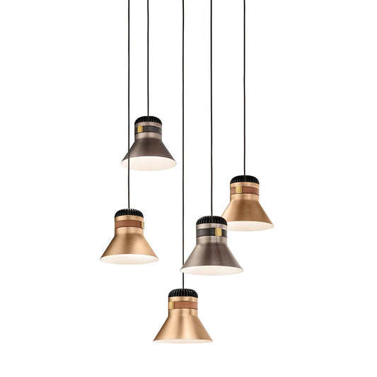 MASIERO | CORDEA S P SATIN GALVANIZED METAL 5-LIGHT CHANDELIER | $920.00