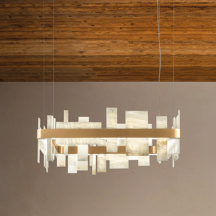 MASIERO | HONICE S80 ONYX AND GOLD FINISH METAL CHANDELIER | $12,865.00