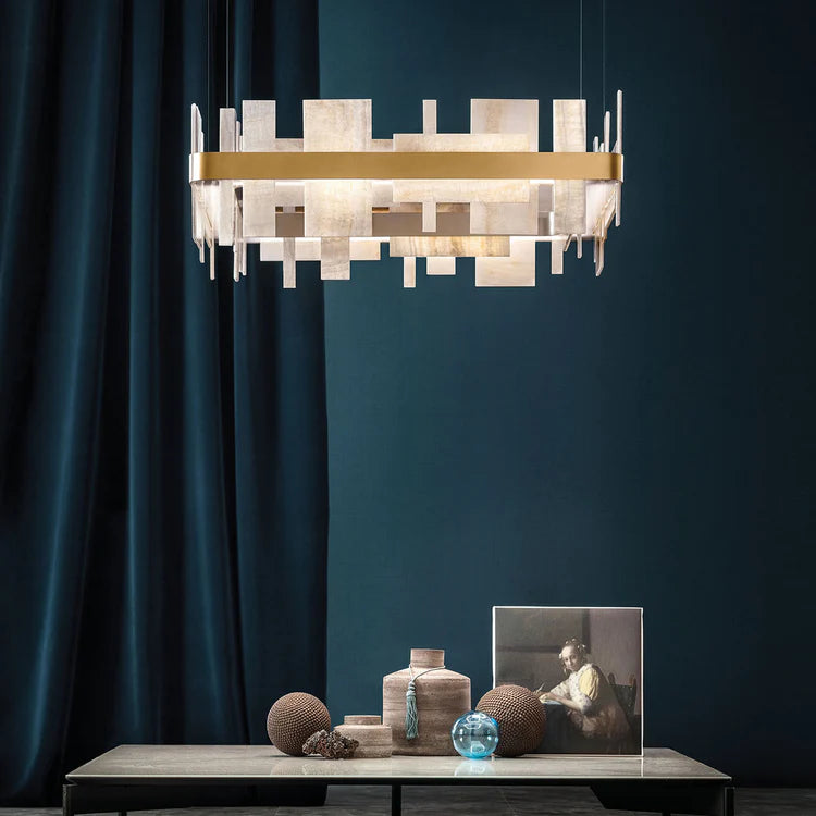 MASIERO | HONICE S80 ONYX AND GOLD FINISH METAL CHANDELIER | $12,865.00