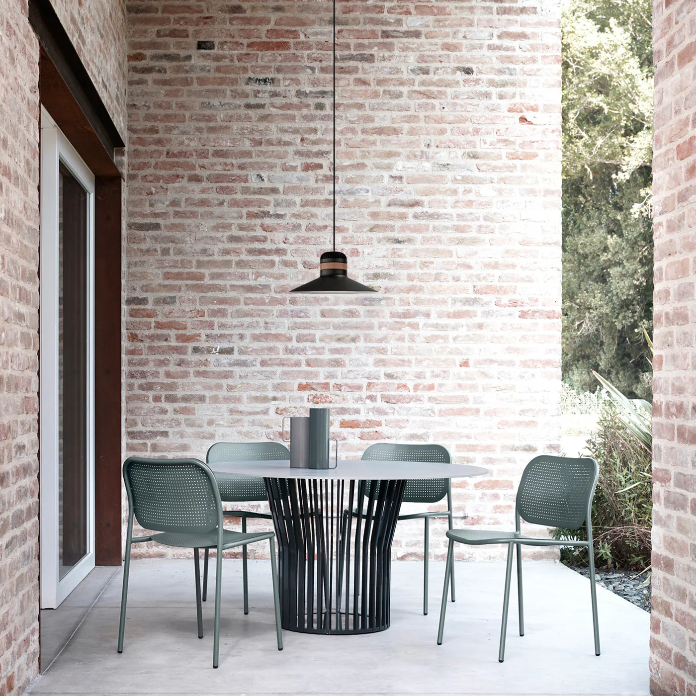 MASIERO | CORDEA OUT BLACK METAL LAMP WITH BROWN LEATHER STRAP OUTDOOR PENDANT LAMP | $1,150.00