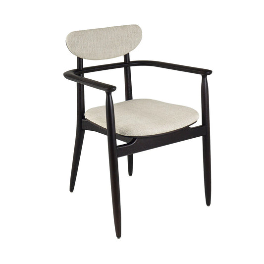 REGINA CHAIR IN BROWN OAK WOOD WITH WHITE FABRIC UPHOLSTERY | $4,025.00