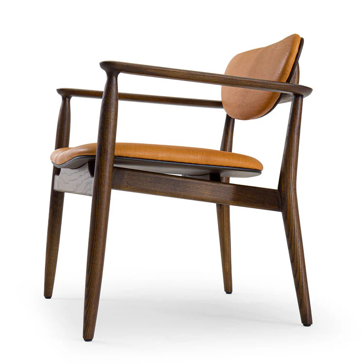 REGINA LIGHT BROWN OAK CHAIR WITH LEATHER UPHOLSTERY | $5,490.00