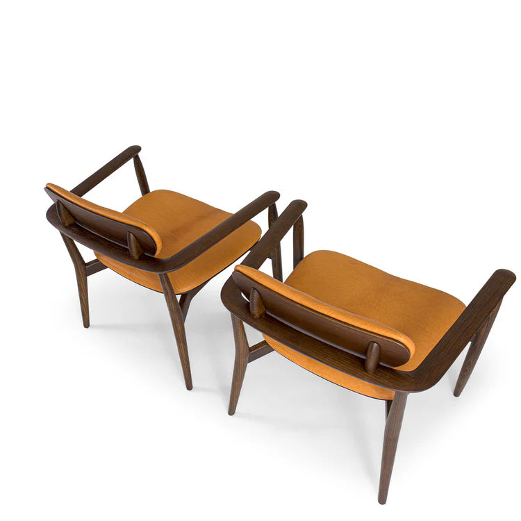 REGINA LIGHT BROWN OAK CHAIR WITH LEATHER UPHOLSTERY | $5,490.00