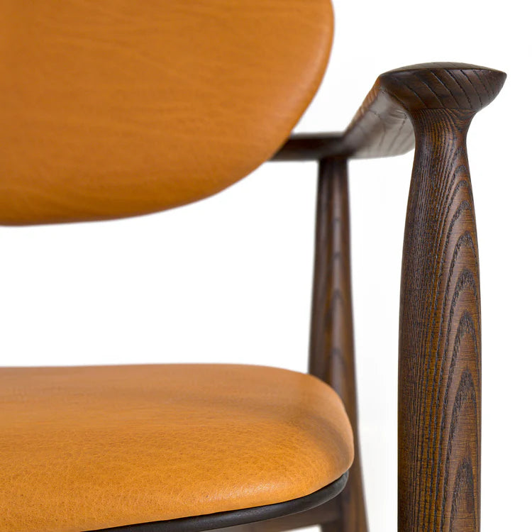 REGINA LIGHT BROWN OAK CHAIR WITH LEATHER UPHOLSTERY | $5,490.00