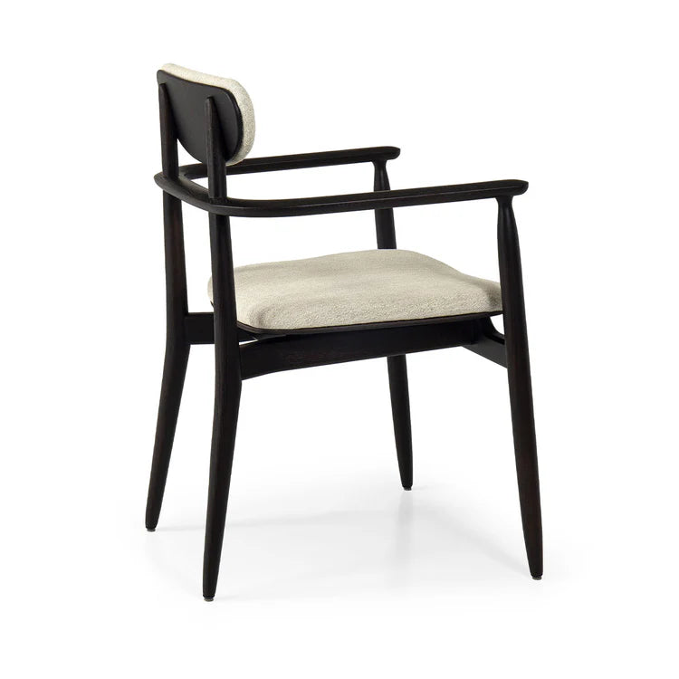REGINA CHAIR IN BROWN OAK WOOD WITH WHITE FABRIC UPHOLSTERY | $4,025.00