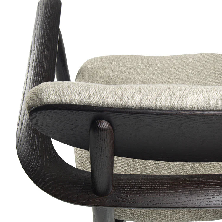 REGINA CHAIR IN BROWN OAK WOOD WITH WHITE FABRIC UPHOLSTERY | $4,025.00