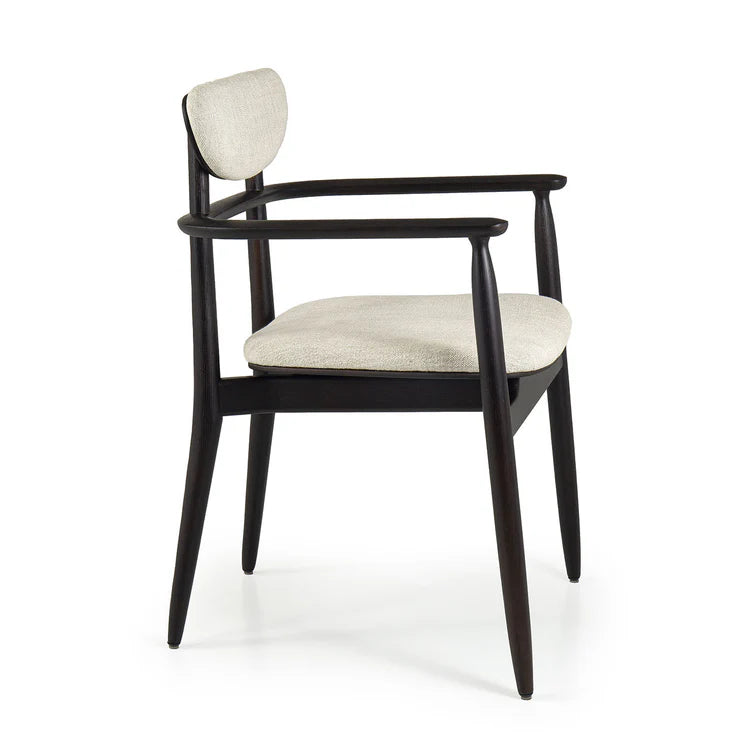 REGINA CHAIR IN BROWN OAK WOOD WITH WHITE FABRIC UPHOLSTERY | $4,025.00