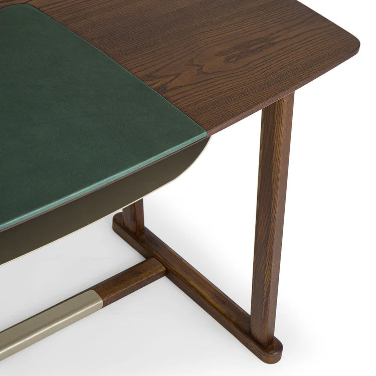 GOLIA BROWN WOOD DESK WITH LEATHER INLAY | $6,425.00