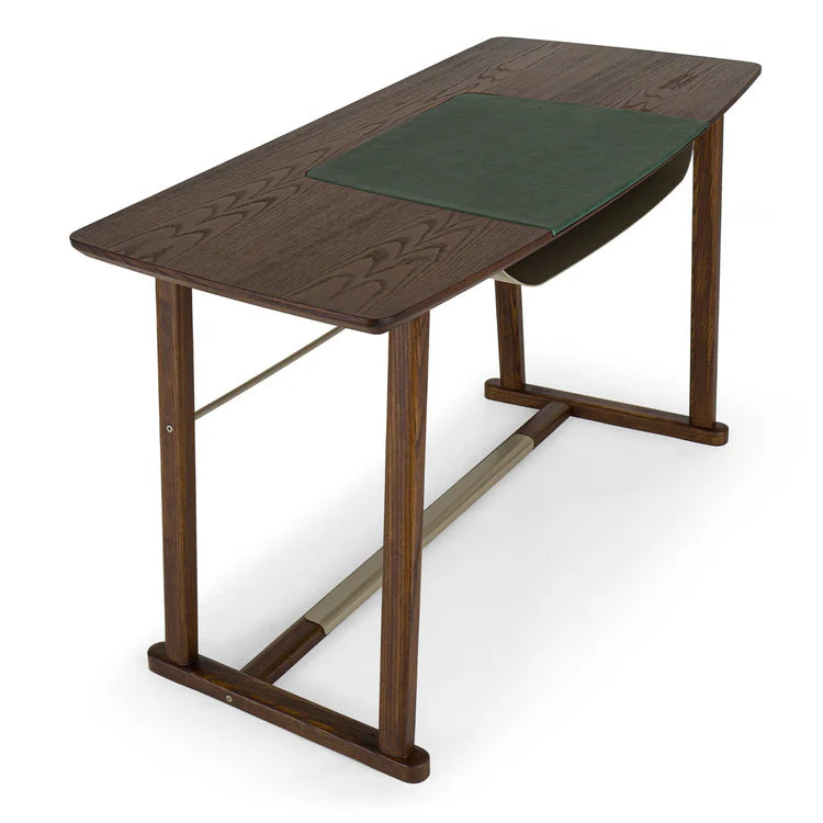 GOLIA BROWN WOOD DESK WITH LEATHER INLAY | $6,425.00