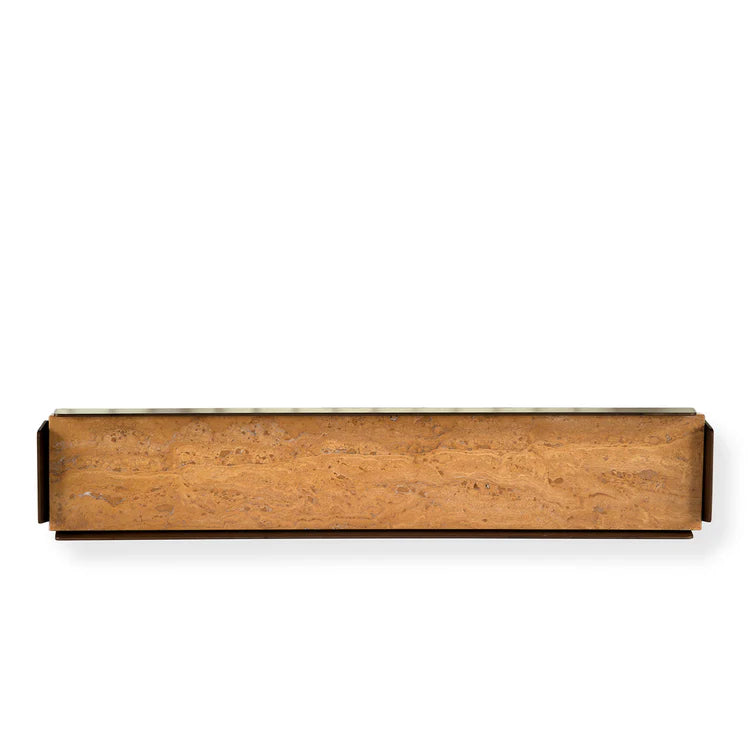 HUG RECTANGULAR YELLOW TRAVERTINE MARBLE AND BRASS TRAY | $1,045.00