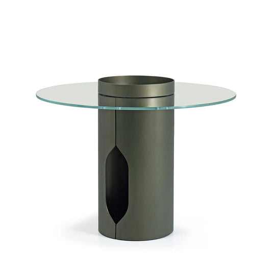 ALISO CYLINDER METAL AND GLASS TOP SIDE TABLE | $3,090.00