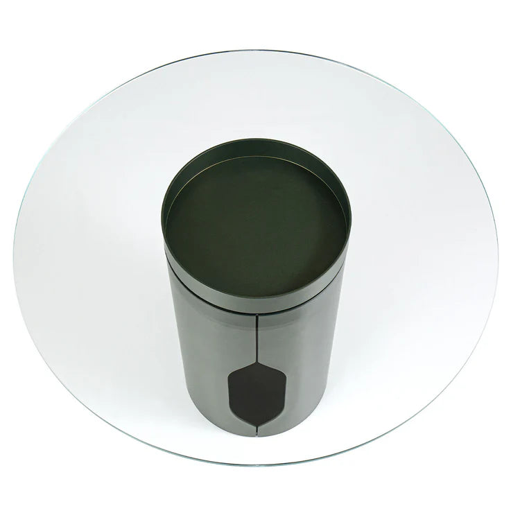 ALISO CYLINDER METAL AND GLASS TOP SIDE TABLE | $3,090.00