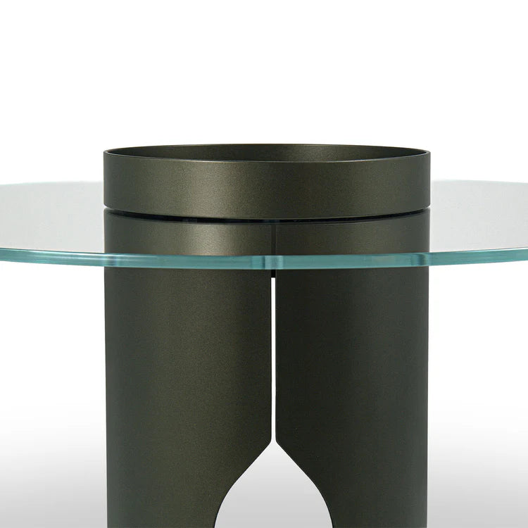 ALISO CYLINDER METAL AND GLASS TOP SIDE TABLE | $3,090.00