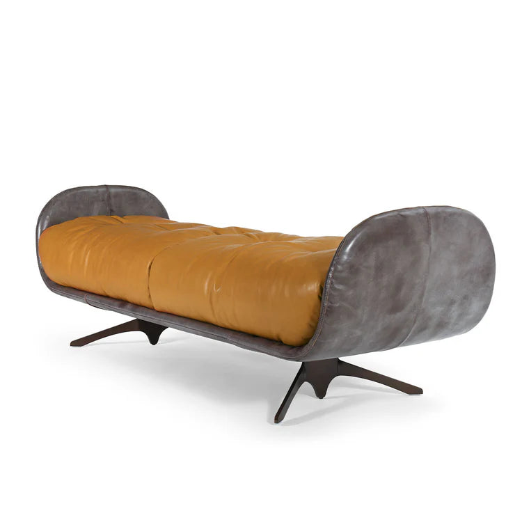 AYTON STRAW COLORED LEATHER CONTEMPORARY BENCH | $7,645.00