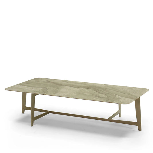 B180 RECTANUGLAR GOLD COFFEE TABLE WITH DAINO REALE MARBLE TOP | $3,725.00