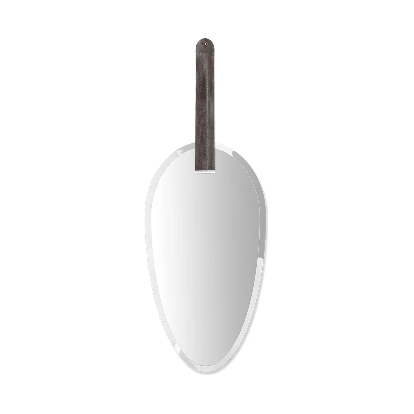ADELE OVAL BEVELED EDGE WALL MIRROR WITH BROWN LEATHER STRAP  | $2,005.00