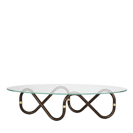 FLOW SINUSODIAL OVAL COFFEE TABLE WITH EXTRA CLEAR GLASS TOP | $4,725.00