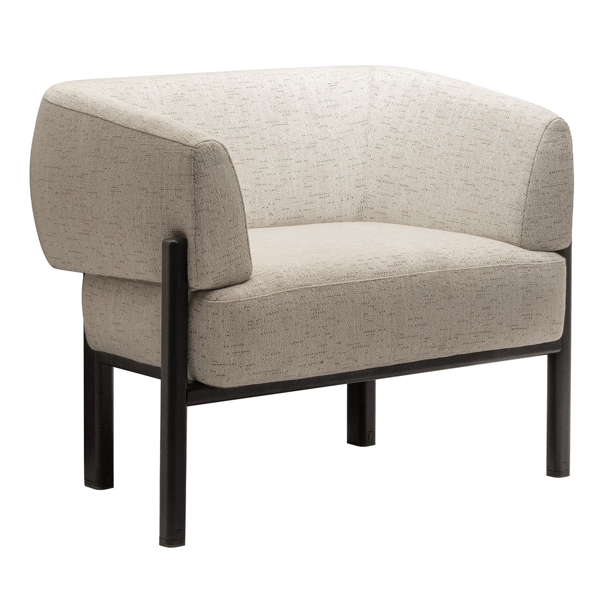 Lloydon Ivory Textile and Canaletto Walnut Wood Armchair