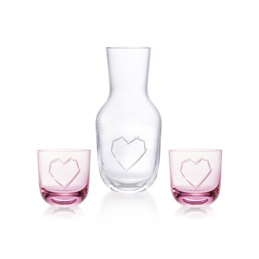 Love I Carafe 1200 ml plus 2 Glass Love I 200 ml Pink by Ruckl