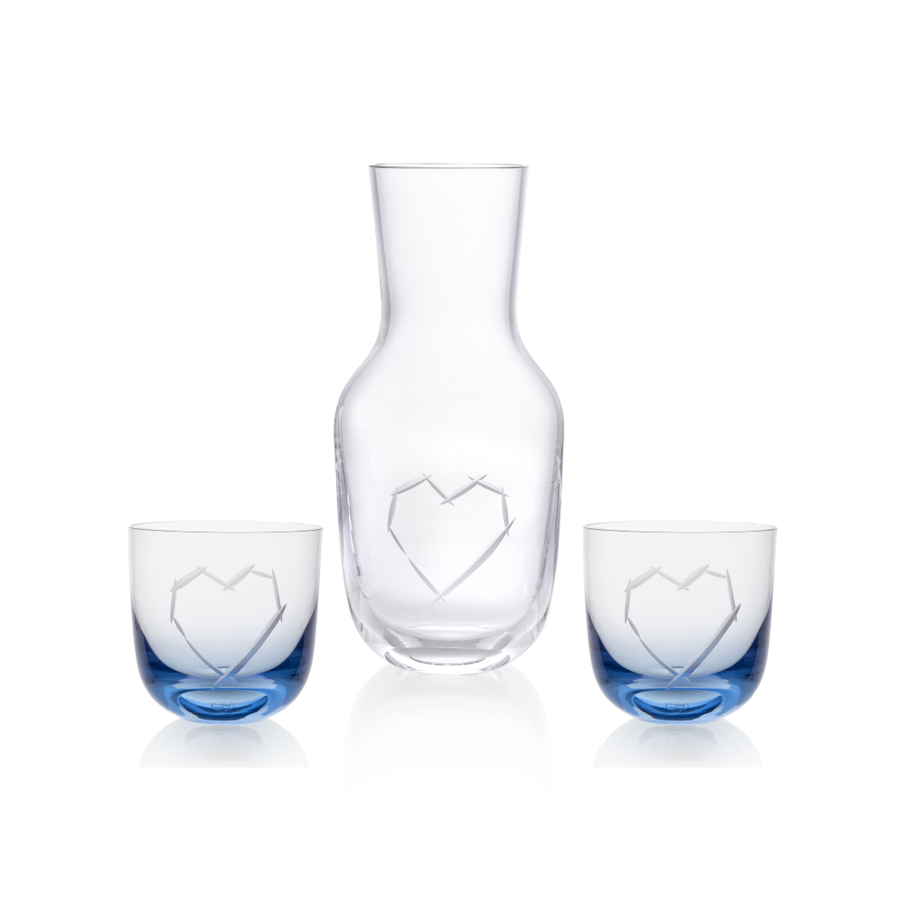 Love I Carafe 1200 ml plus 2 Glass Love I 200 ml Blue by Ruckl