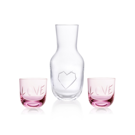 Love I Carafe 1200 ml plus 2 Glass Love II 200 ml Pink by Ruckl