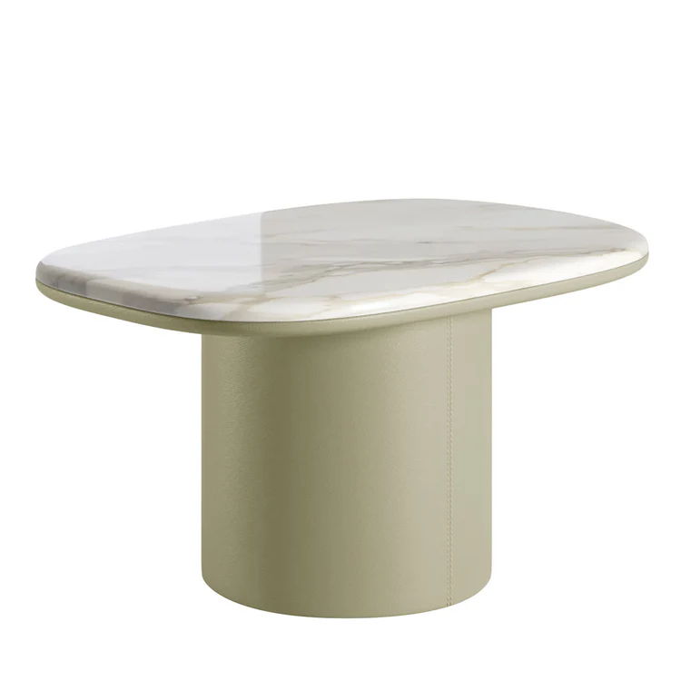 SECOLO | GEMINI SOFT HEX LEATHER AND MARBLE COFFEE TABLE | $7,045