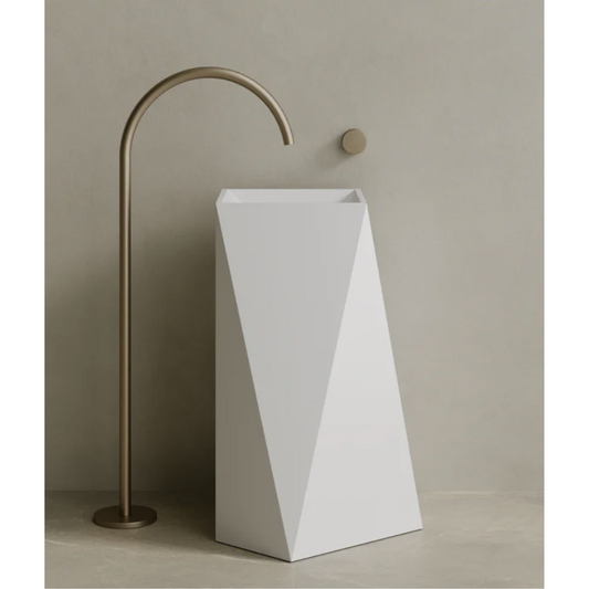 ELEMENTO BATH | 20" x 34" SOLID SURFACE GEOMETRIC PEDESTAL SINK | $1,509.40 - $1,611.10