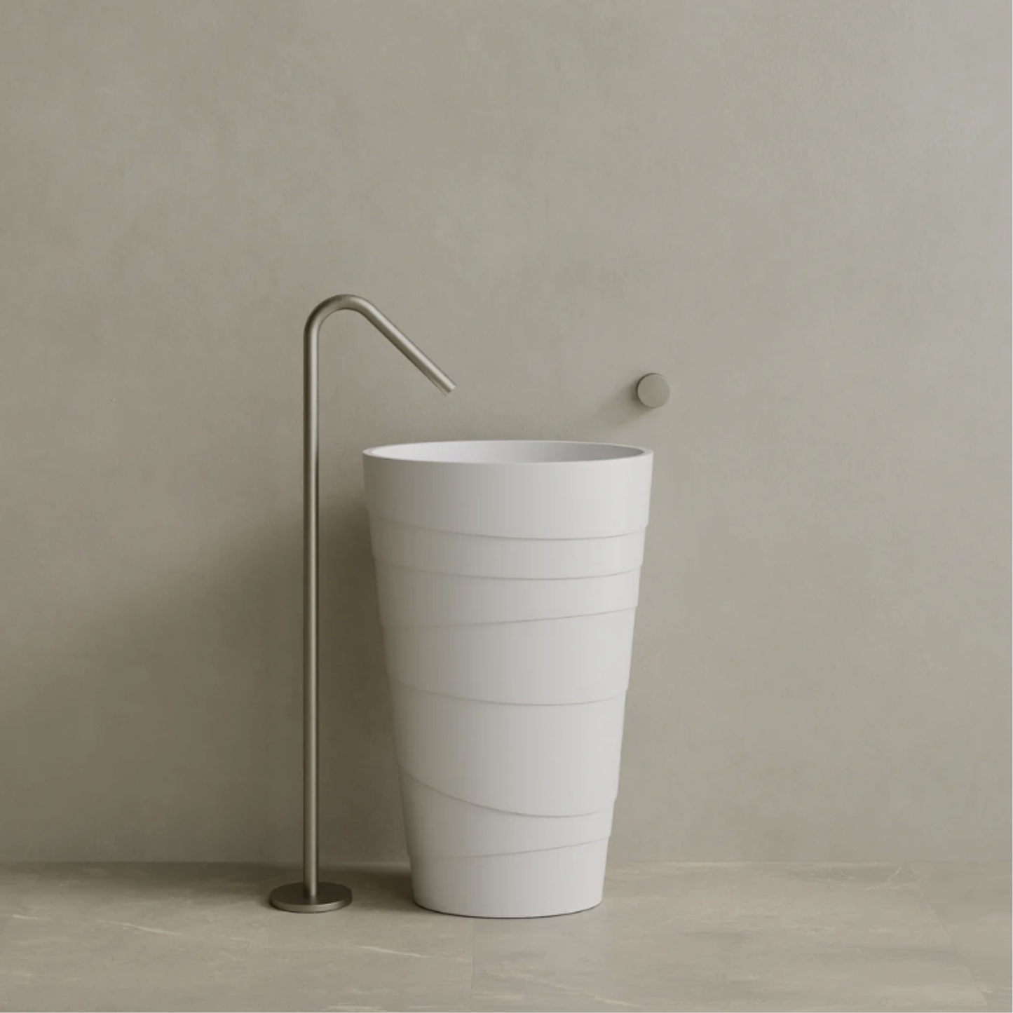 ELEMENTO BATH | 16" x 35" SOLID SURFACE STON RESIN ROUND PEDESTAL SINK | $1,443.40 - $1,516.90