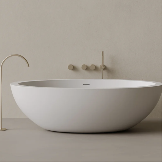 ELEMENTO BATH | 74" x 41" OVAL SOLID SURFACE STONE RESIN BATHTUB | $4,605.58 - $4,996.42