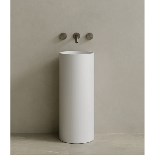 ELEMENTO BATH | 14" x 33" SOLID SURFACE ROUND PEDESTAL SINK | $1,448.50 - $1,522.90