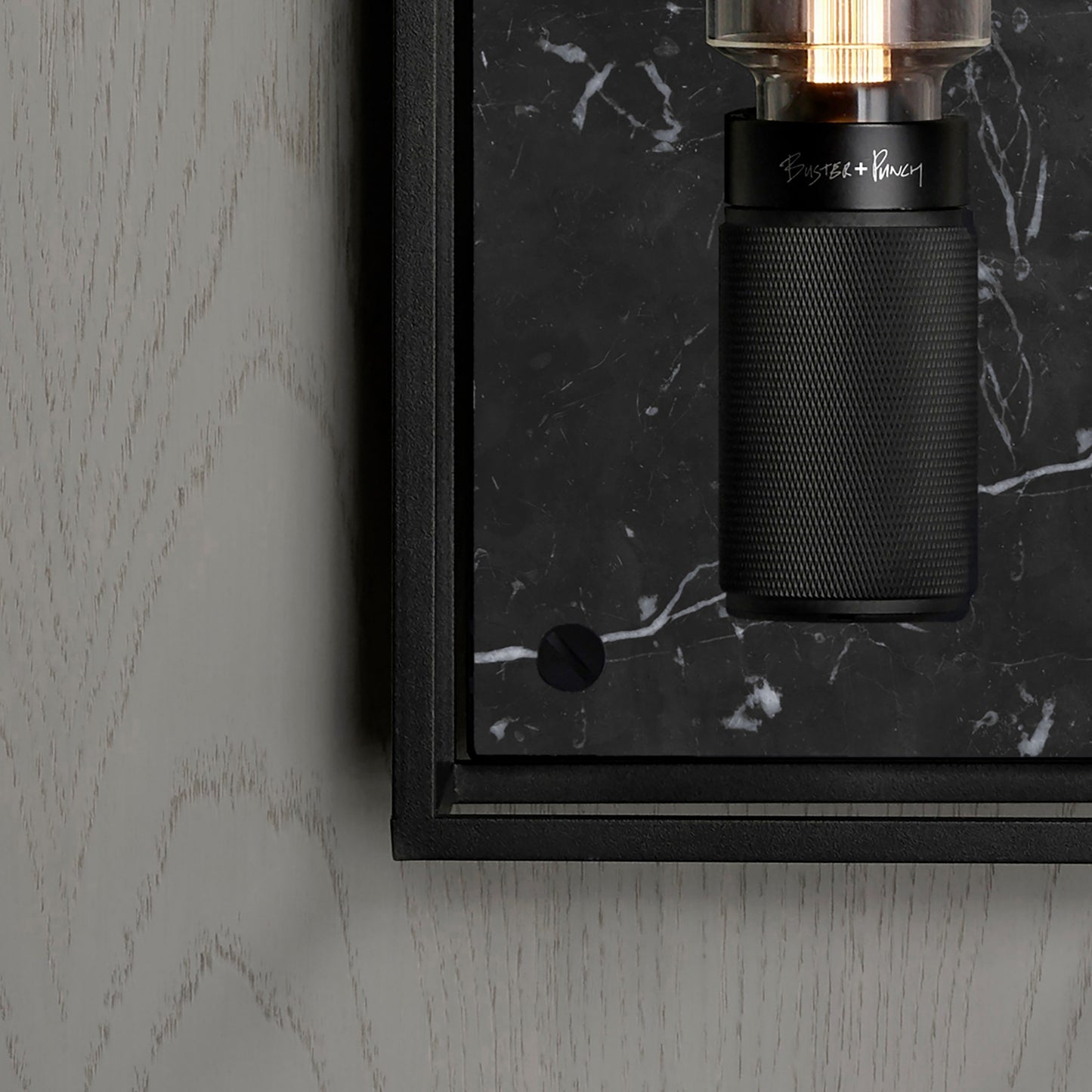 BUSTER AND PUNCH | X-LARGE CAGED WALL LIGHT - BLACK MARBLE - $1,649.00