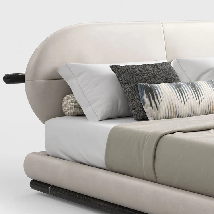 KOKO BEIGE LEATHER AND WOOD BED I $26,950.00