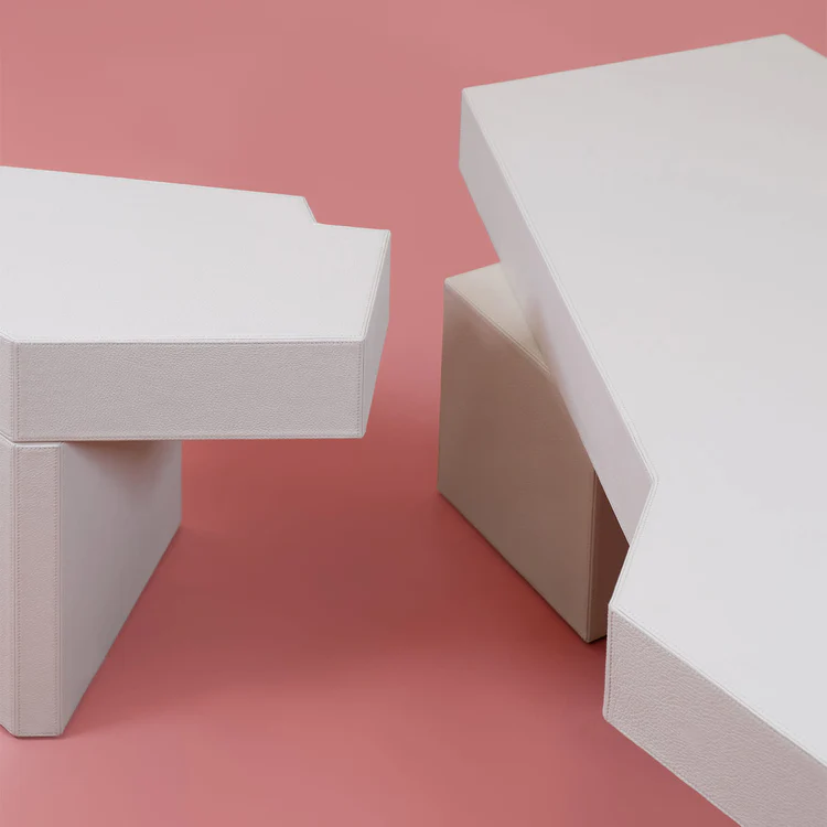 SECOLO | HIRI WHITE LEATHER SIDE TABLE | $ 5,580