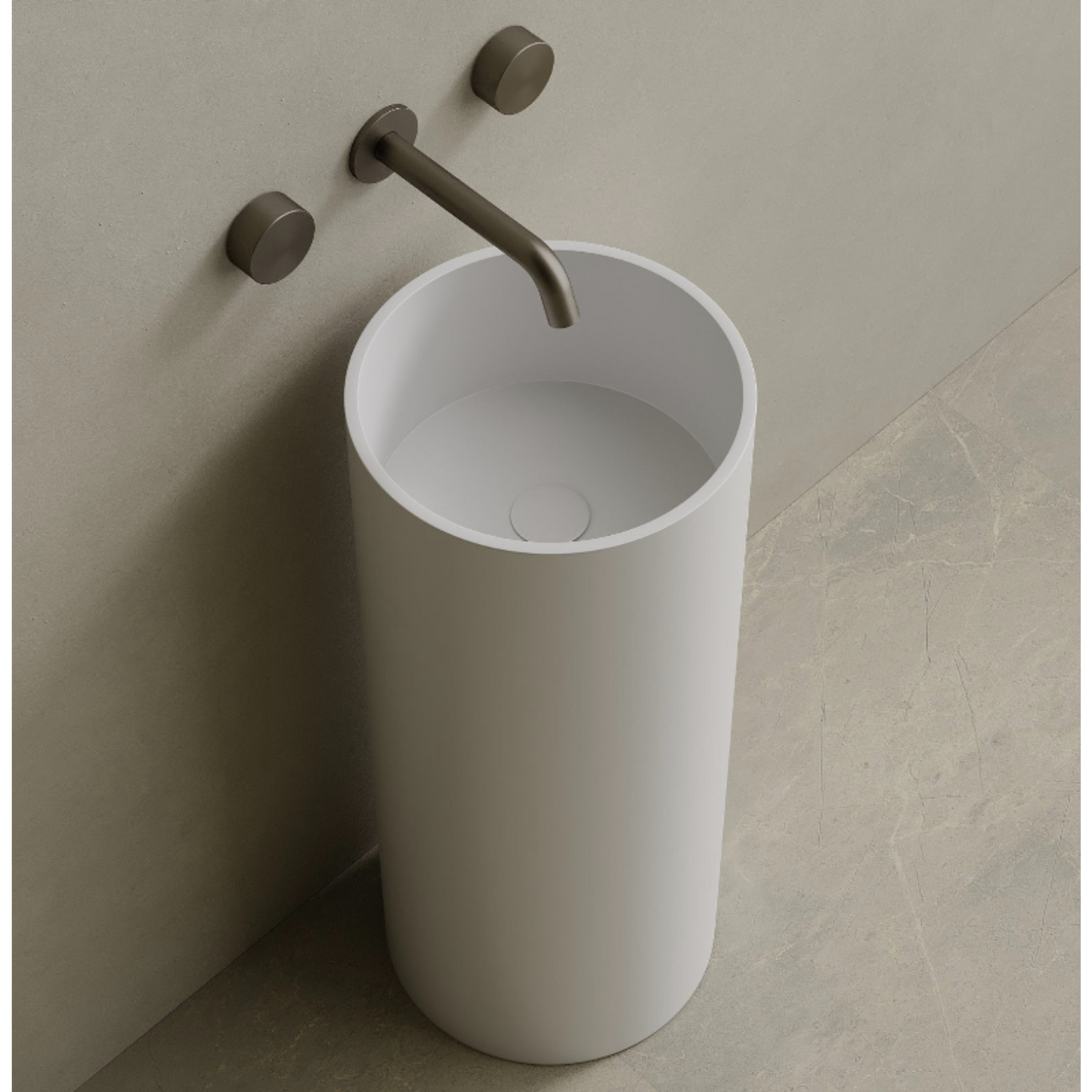ELEMENTO BATH | 14" x 33" SOLID SURFACE ROUND PEDESTAL SINK | $1,448.50 - $1,522.90