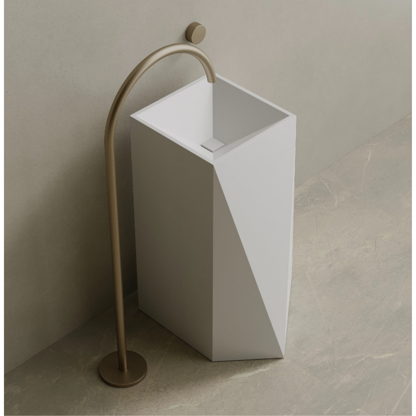 ELEMENTO BATH | 20" x 34" SOLID SURFACE GEOMETRIC PEDESTAL SINK | $1,509.40 - $1,611.10