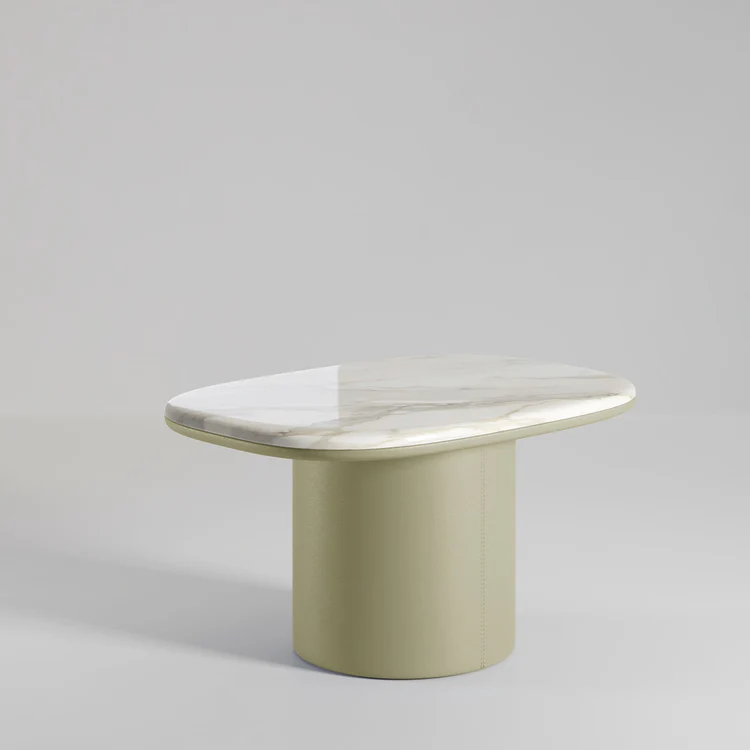 SECOLO | GEMINI SOFT HEX LEATHER AND MARBLE COFFEE TABLE | $7,045