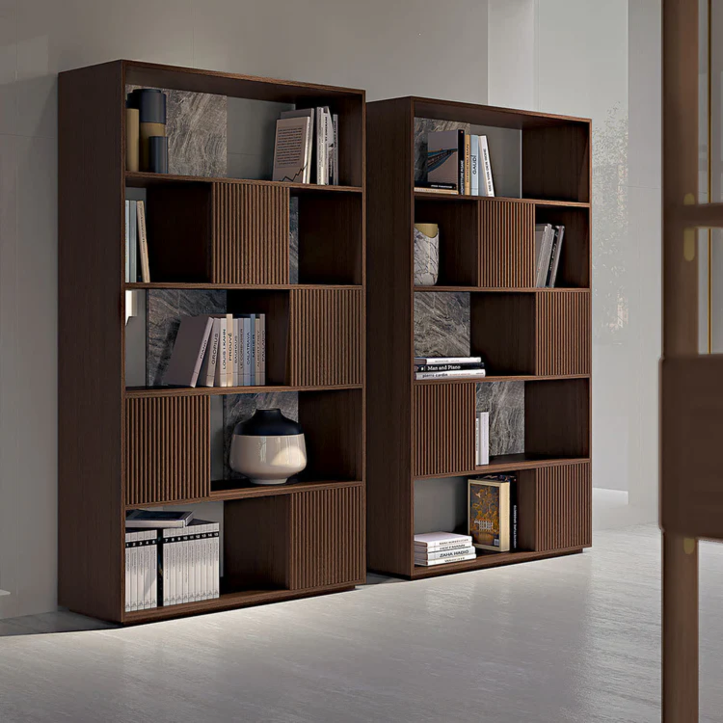 BAMAX | CHANNELED WALNUT BOOKCASE | $8,424.00