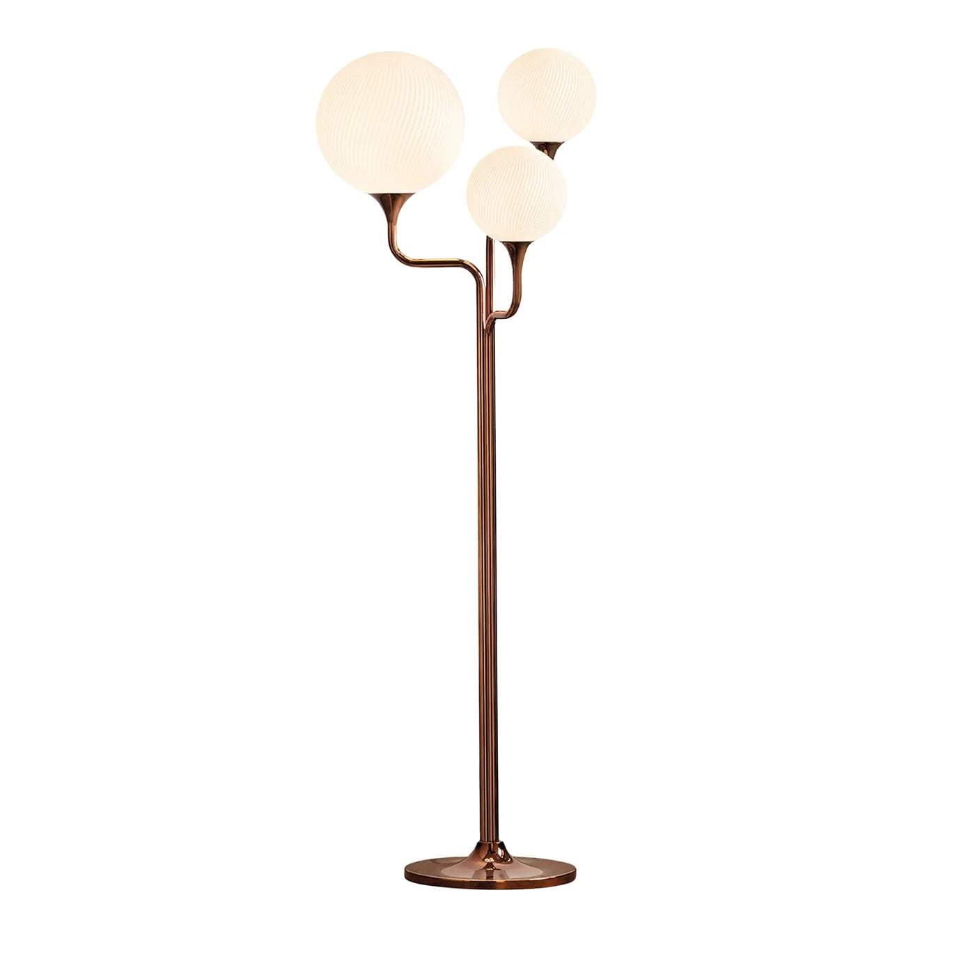 MASIERO | TEE GLOSSY GLAVANIC COPPER METAL AND GLASS 3-LIGHT FLOOR LAMP | $3,915.00