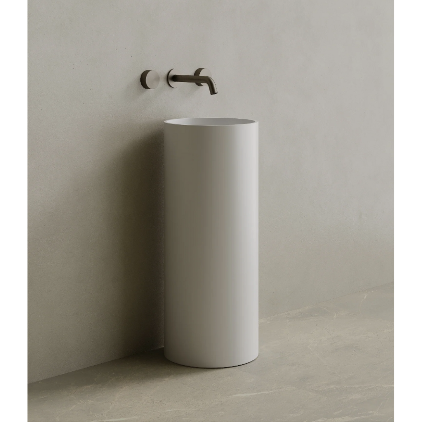 ELEMENTO BATH | 14" x 33" SOLID SURFACE ROUND PEDESTAL SINK | $1,448.50 - $1,522.90