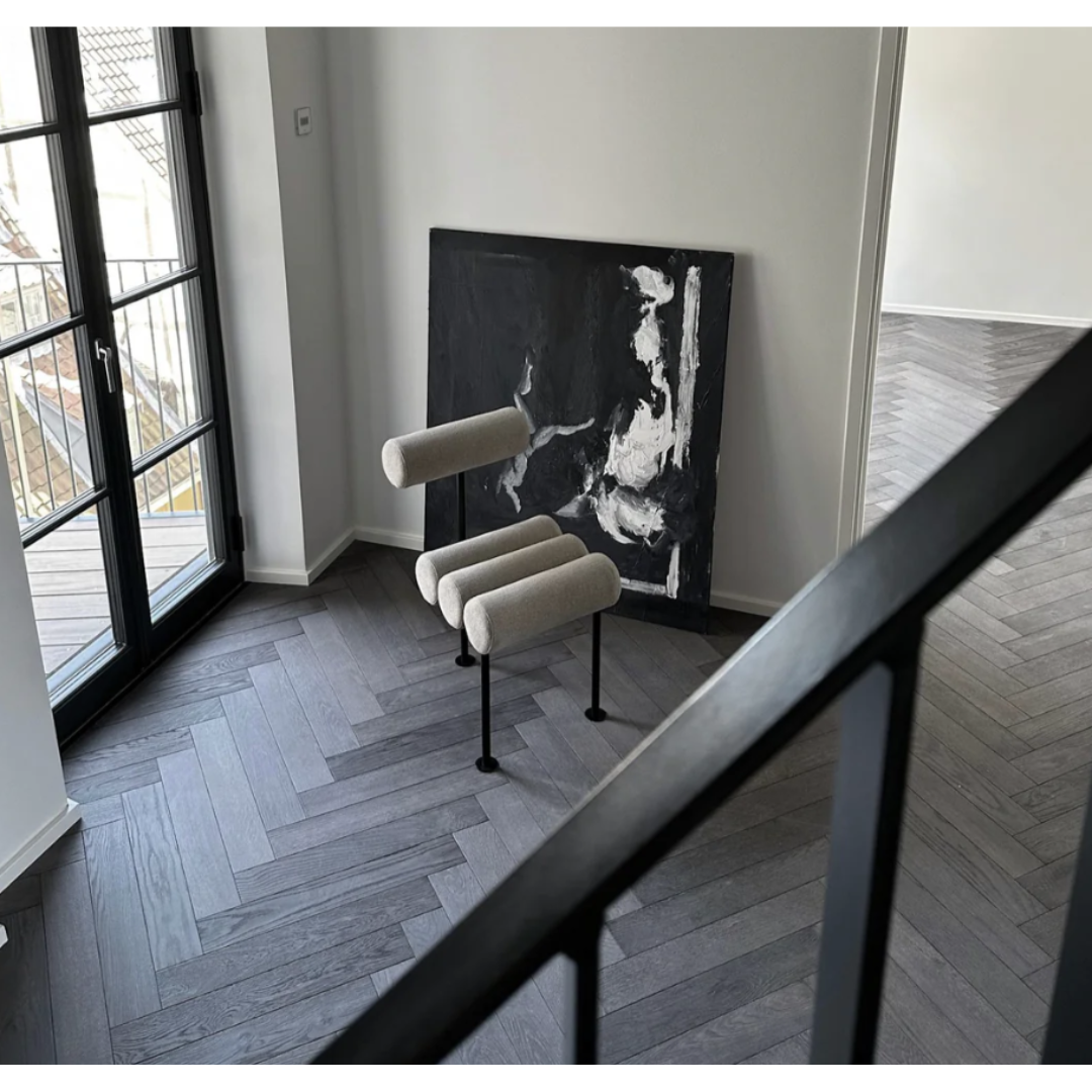 HIRO DINING CHAIR - BLACK FRAME, SAND | $875.00