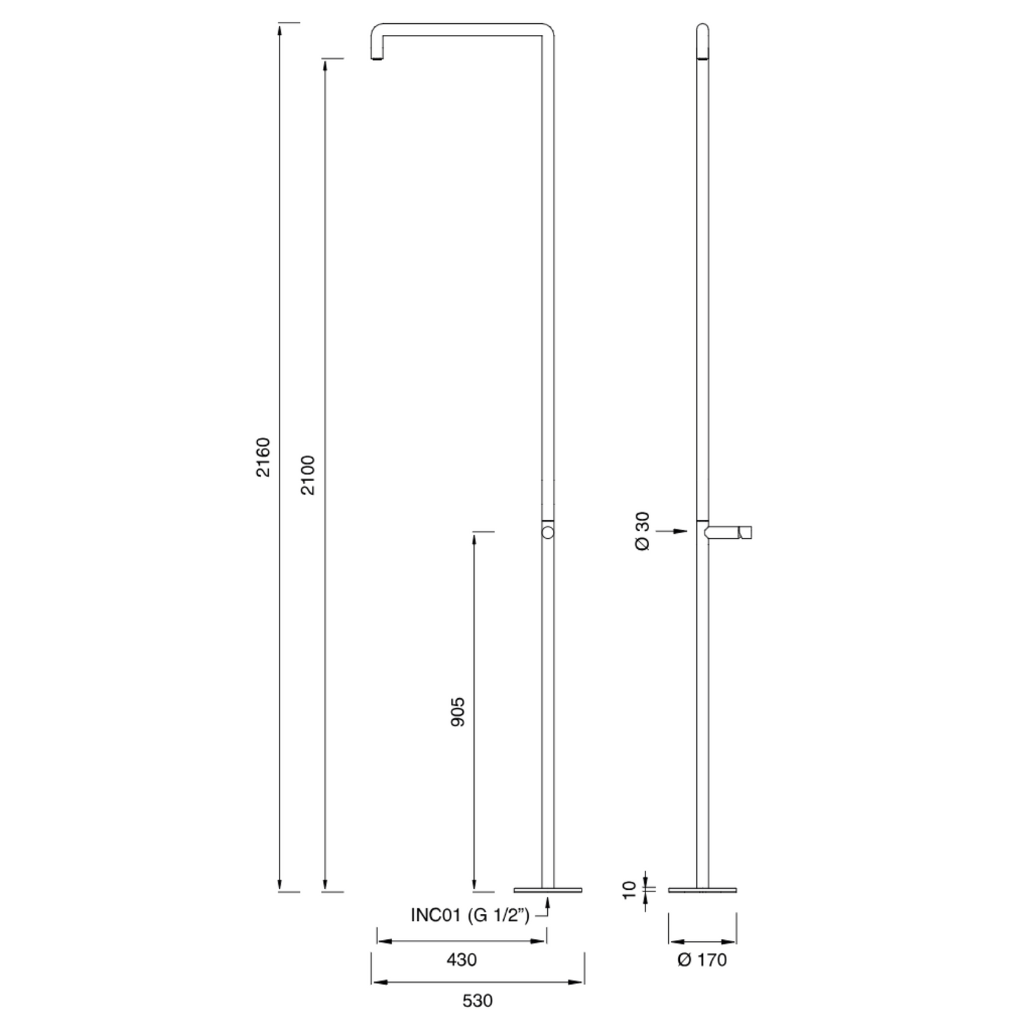 CAR160 | Free-standing outdoor shower | $4,420.00 - $5,010.00