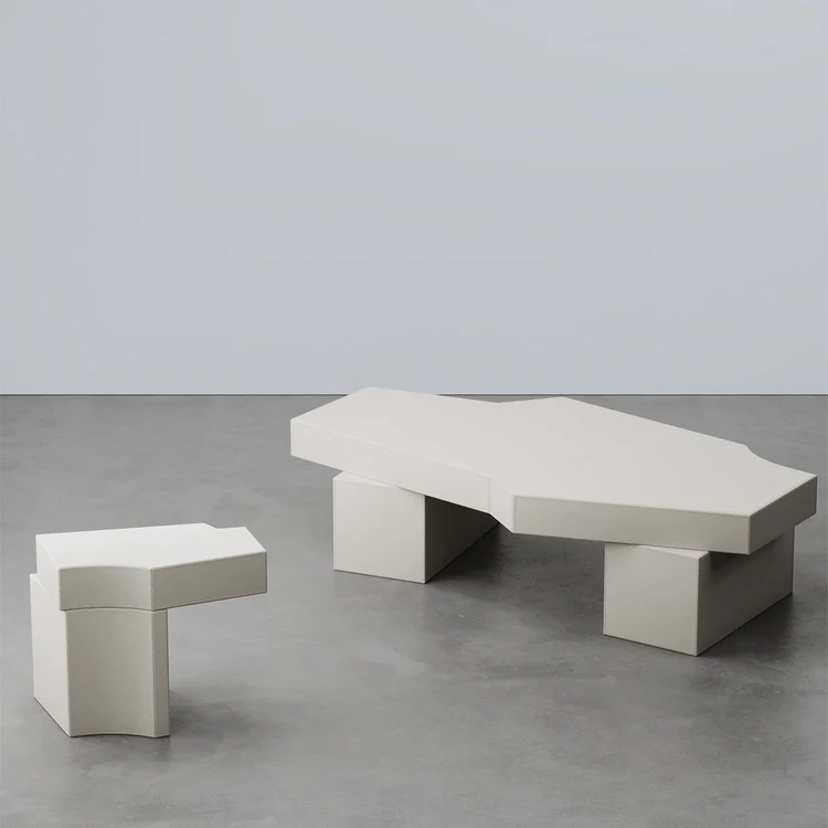 SECOLO | HIRI WHITE LEATHER COFFEE TABLE | $8,415