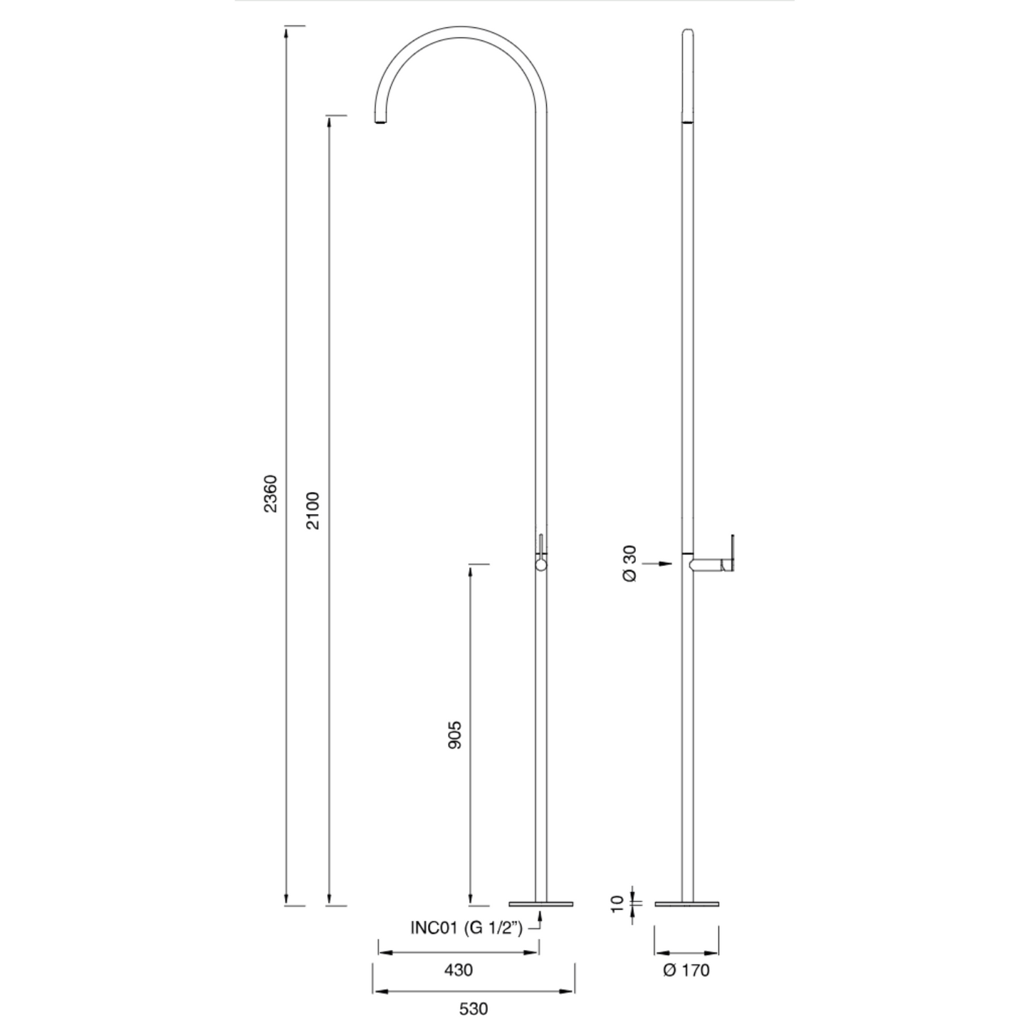 INV160 | Free-standing outdoor shower | $3,825.00 - $4,365.00