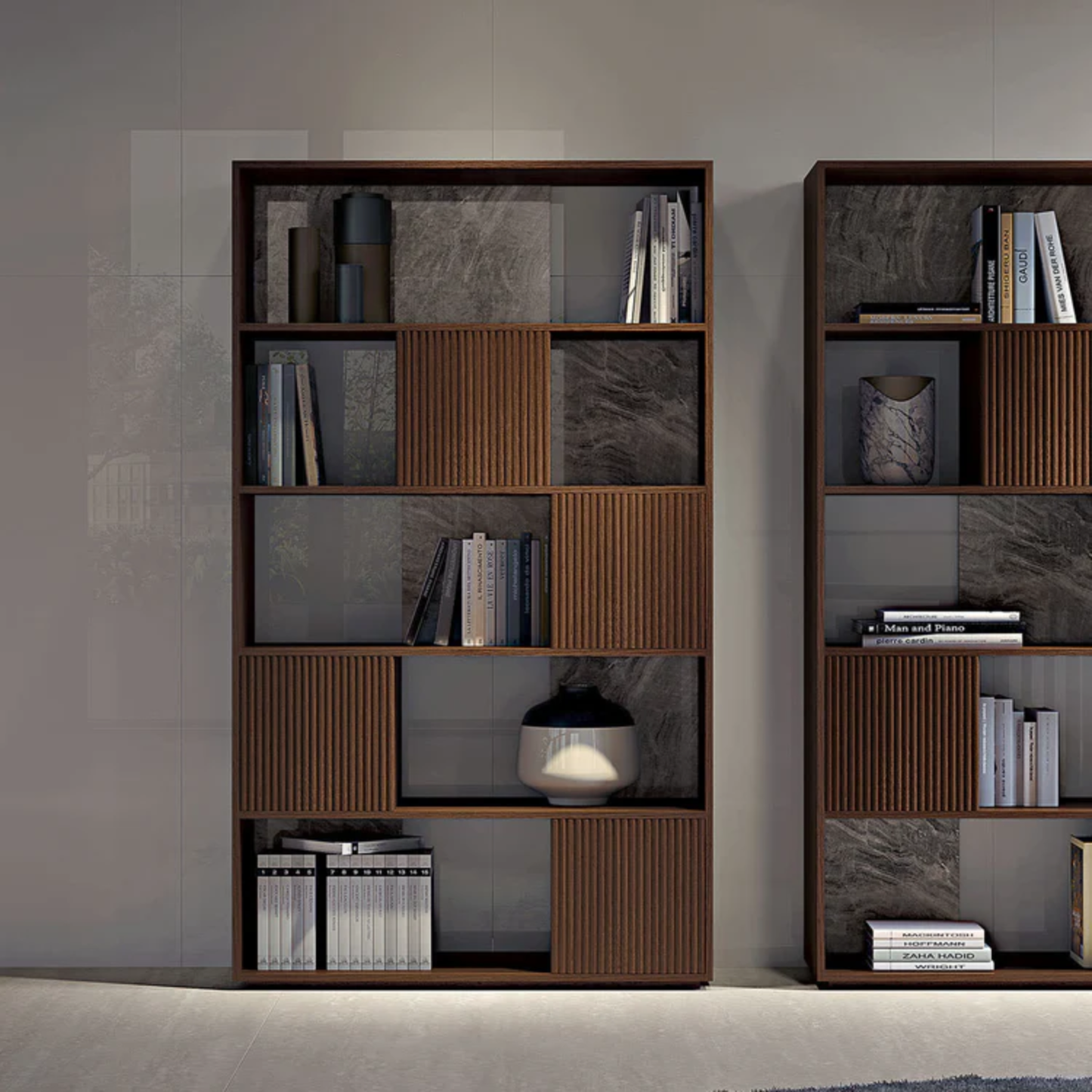 BAMAX | CHANNELED WALNUT BOOKCASE | $8,424.00