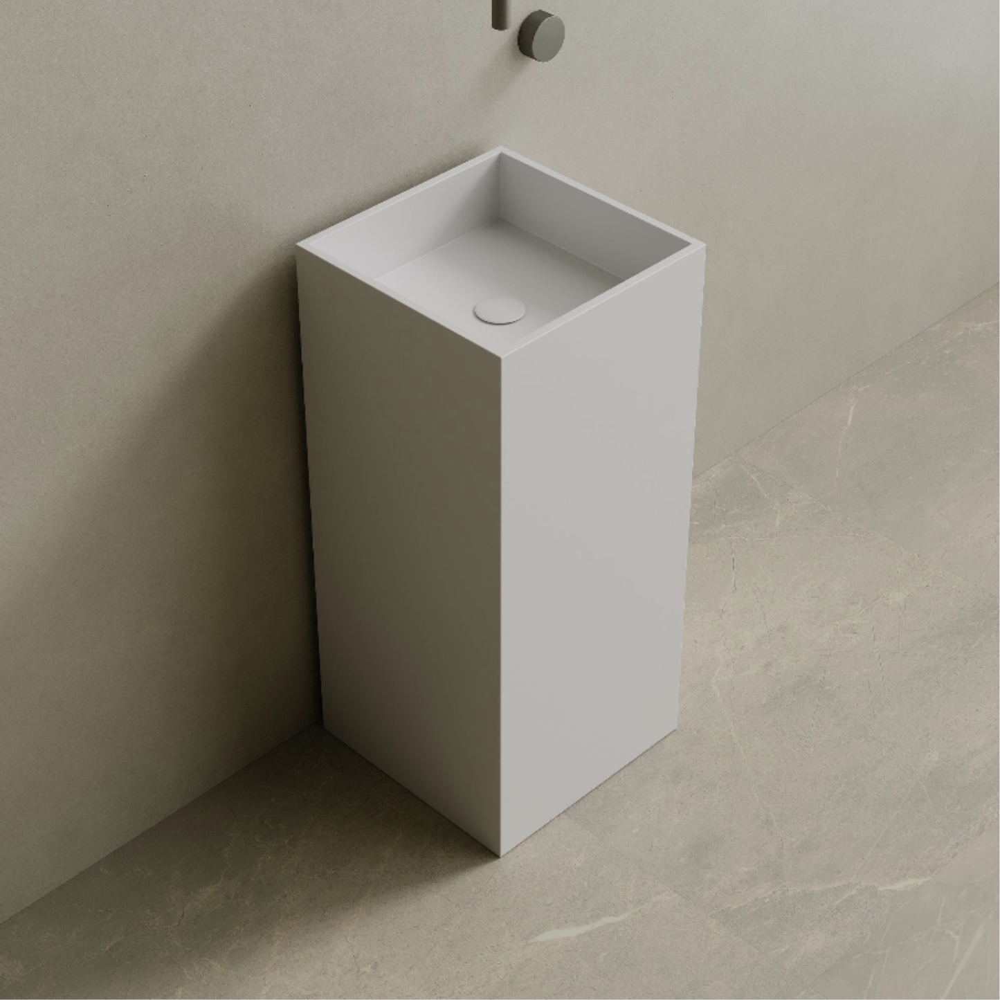 ELEMENTO BATH | 16” x 35” SQUARE SOLID SURFACE STON RESIN PEDESTAL SINK | $1,511.80 - $1,609.90