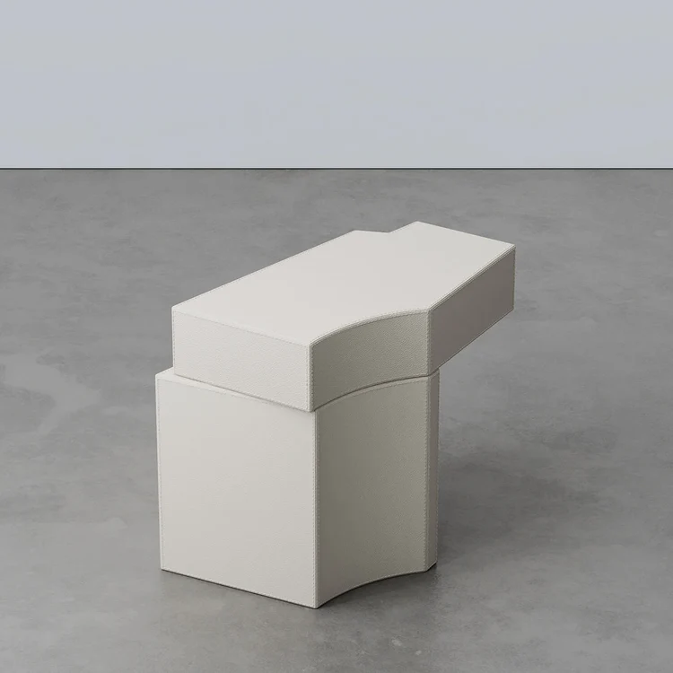SECOLO | HIRI WHITE LEATHER SIDE TABLE | $ 5,580