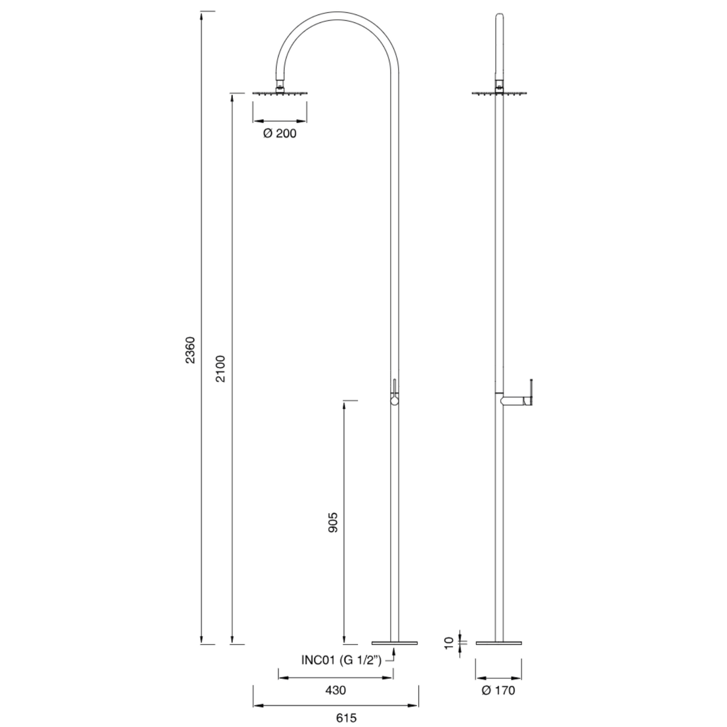 INV161 | Free-standing outdoor shower | $4,565.00 - $5,155.00